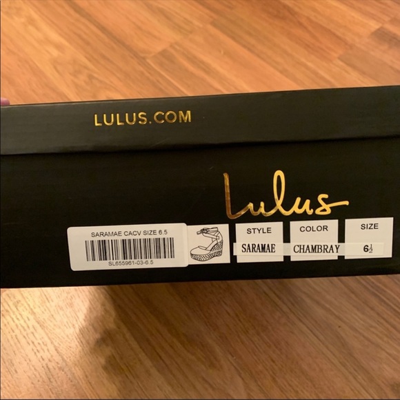 Lulu’s Chambray Espadrille Lace Up Platform Wedge Heels Size 6.5 New in Box - Picture 6 of 11